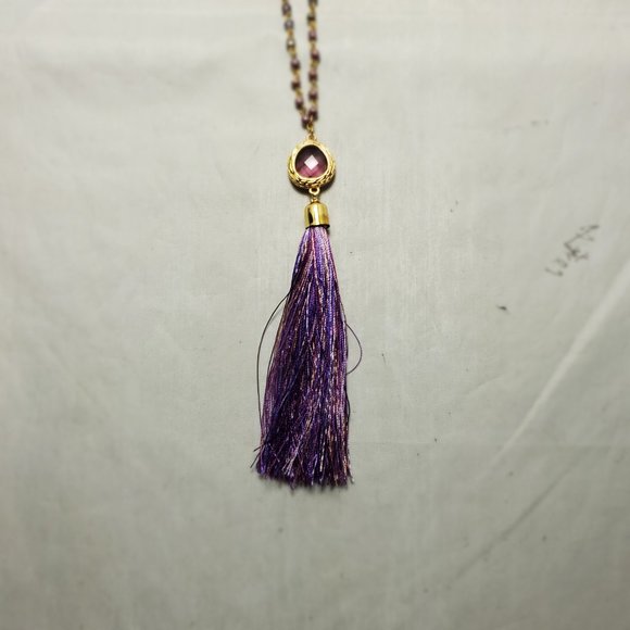 Macy's amethyst mala beads with purple stone and tassel yoga necklace - Picture 8 of 10